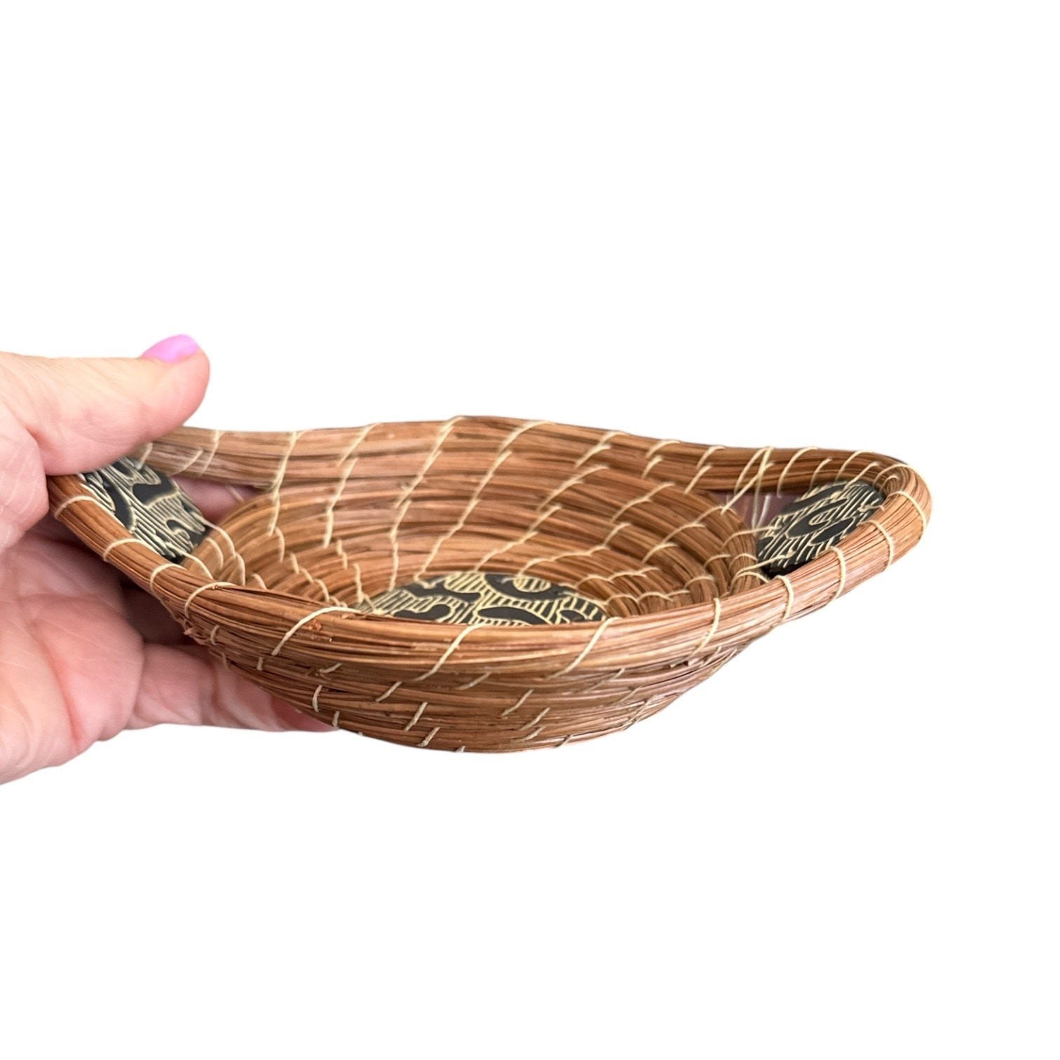 Hand Made Decorative Pine Needle Basket Tile Inserts by Melanie Walter