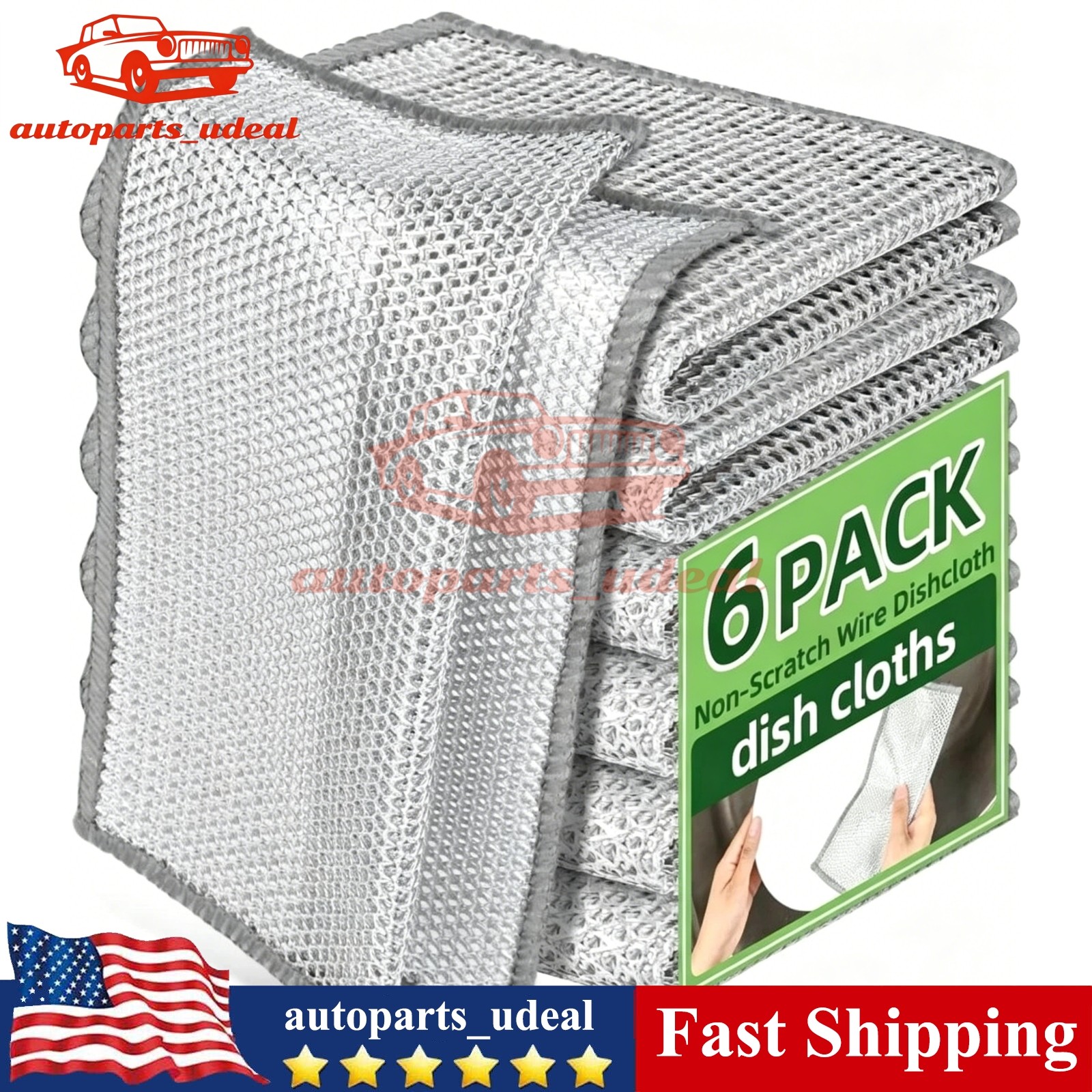 6 Pack Steel Wool Dishwashing Pads Multipurpose Mesh Dish Cloths Stainless Steel
