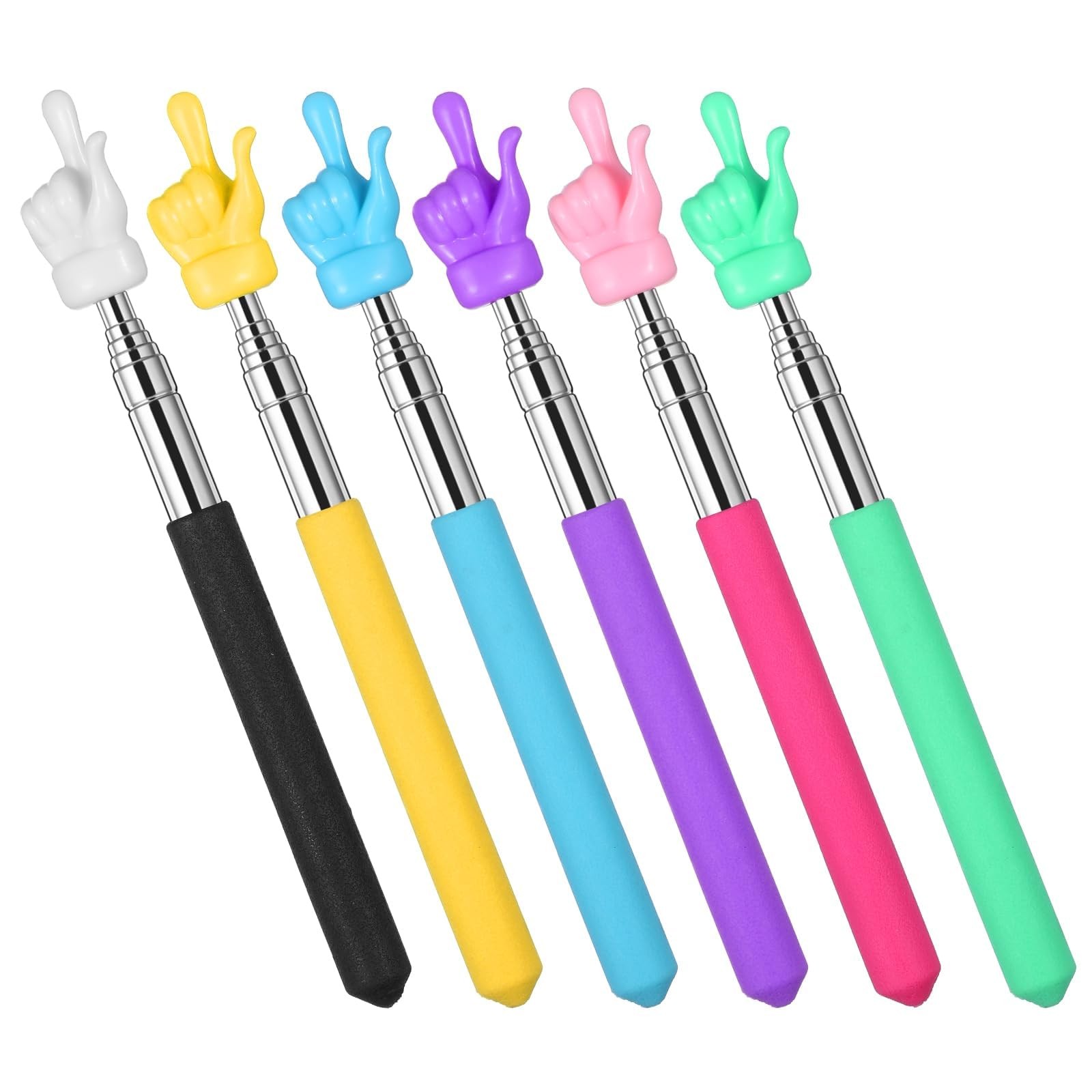 6Pcs Multipurpose Teacher Pointer Sticks Extendable 21" Finger Pointers...
