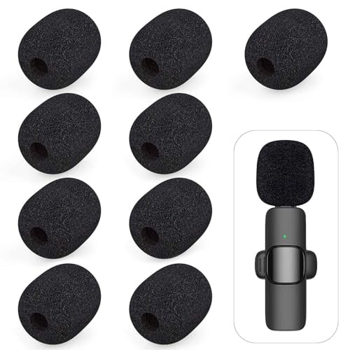 9 Pcs Mini Wireless Foam Microphone, Lavalier Microphone Windscreen 9PC Black