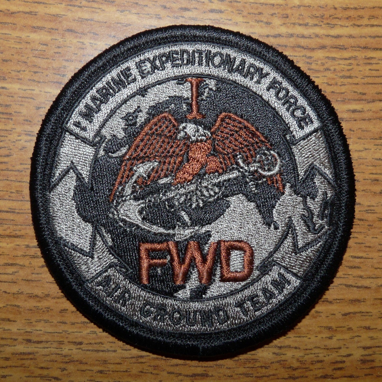 US USMC 1st Marines Expeditionary Force Air Ground Team Subdued Hook-Back Patch