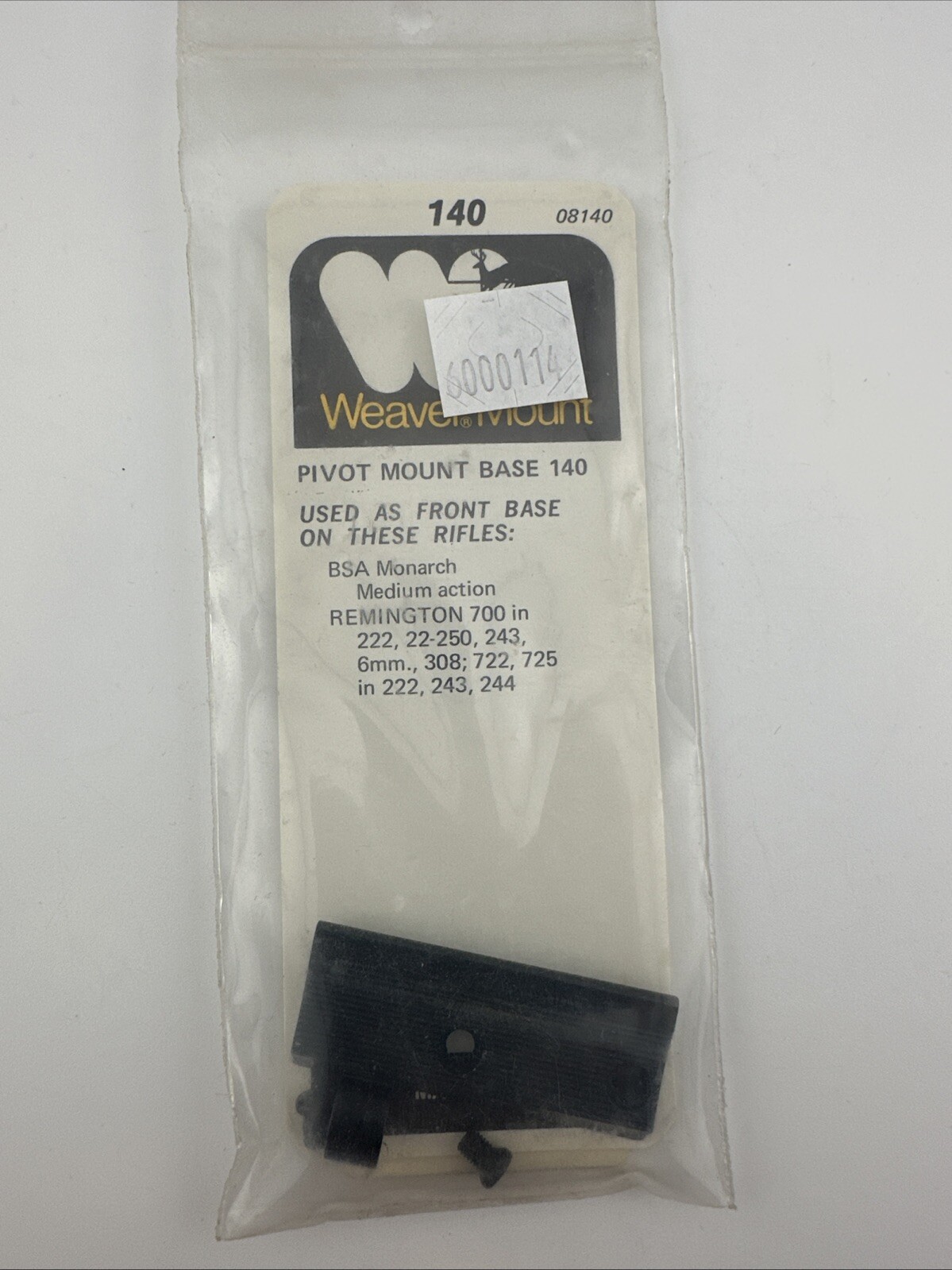 Weaver Pivot Mount Base # 140 Black 08140 BSA Monarch Remington 700