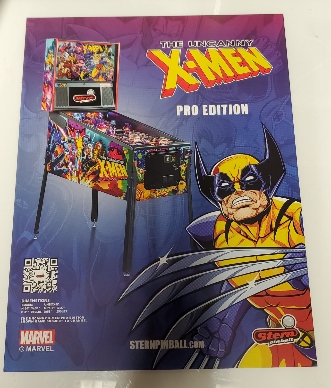 Stern THE UNCANNY X-MEN PRO EDITION Pinball flyer- good original 8 by 11 inches