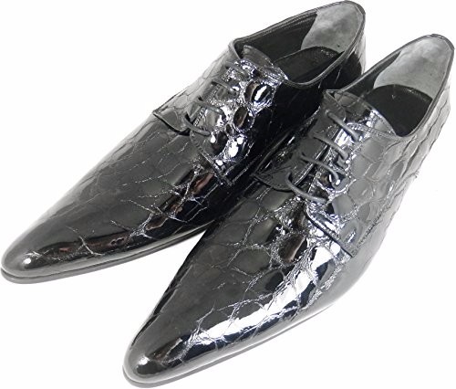 Chelsy - Italian Designer Lace-up Shoe Crocodile Pattern Calf Leather 40