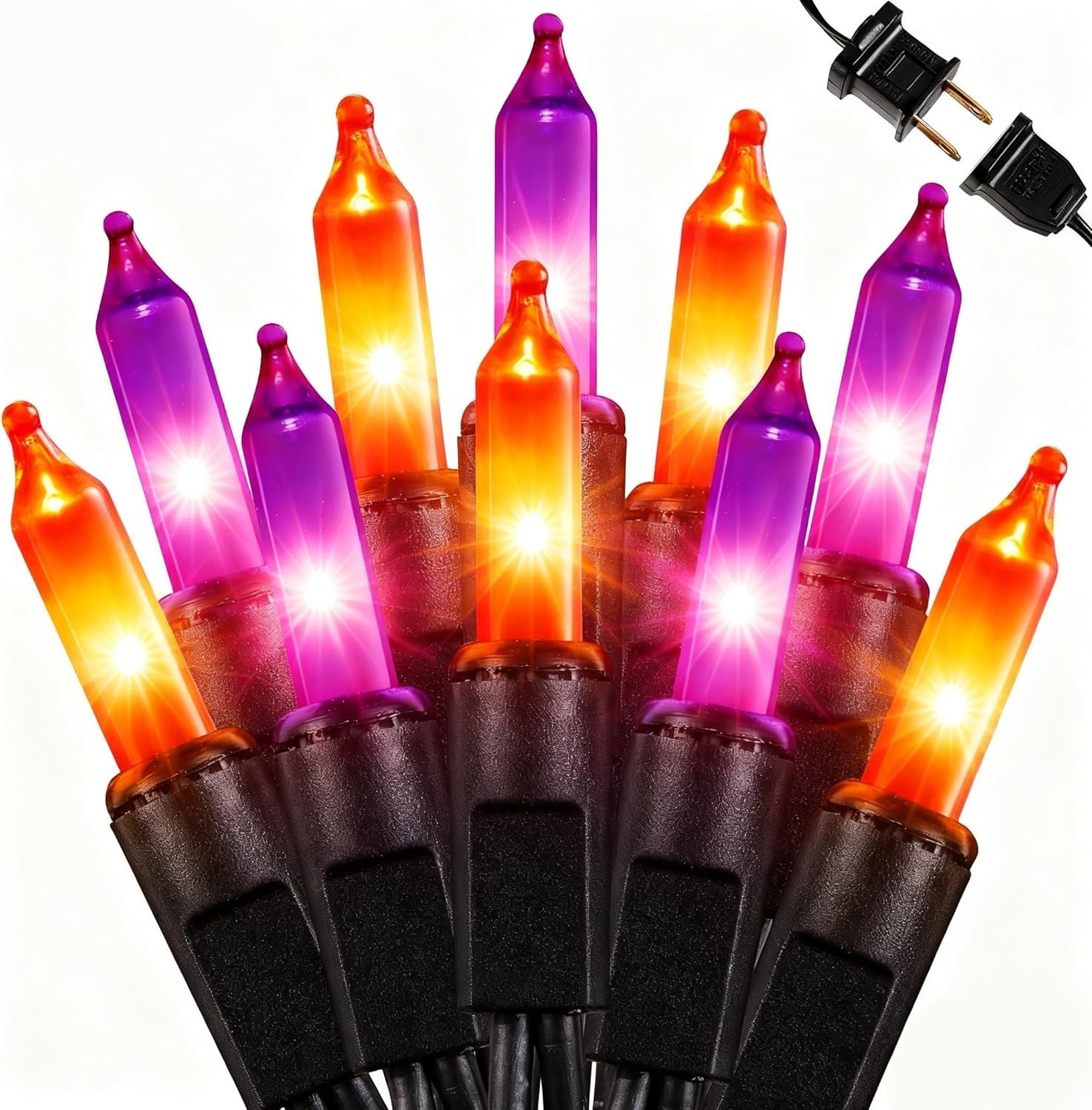 Joomer Orange Purple Halloween String Lights, 19.5FT 100 LED Mini String Lights,