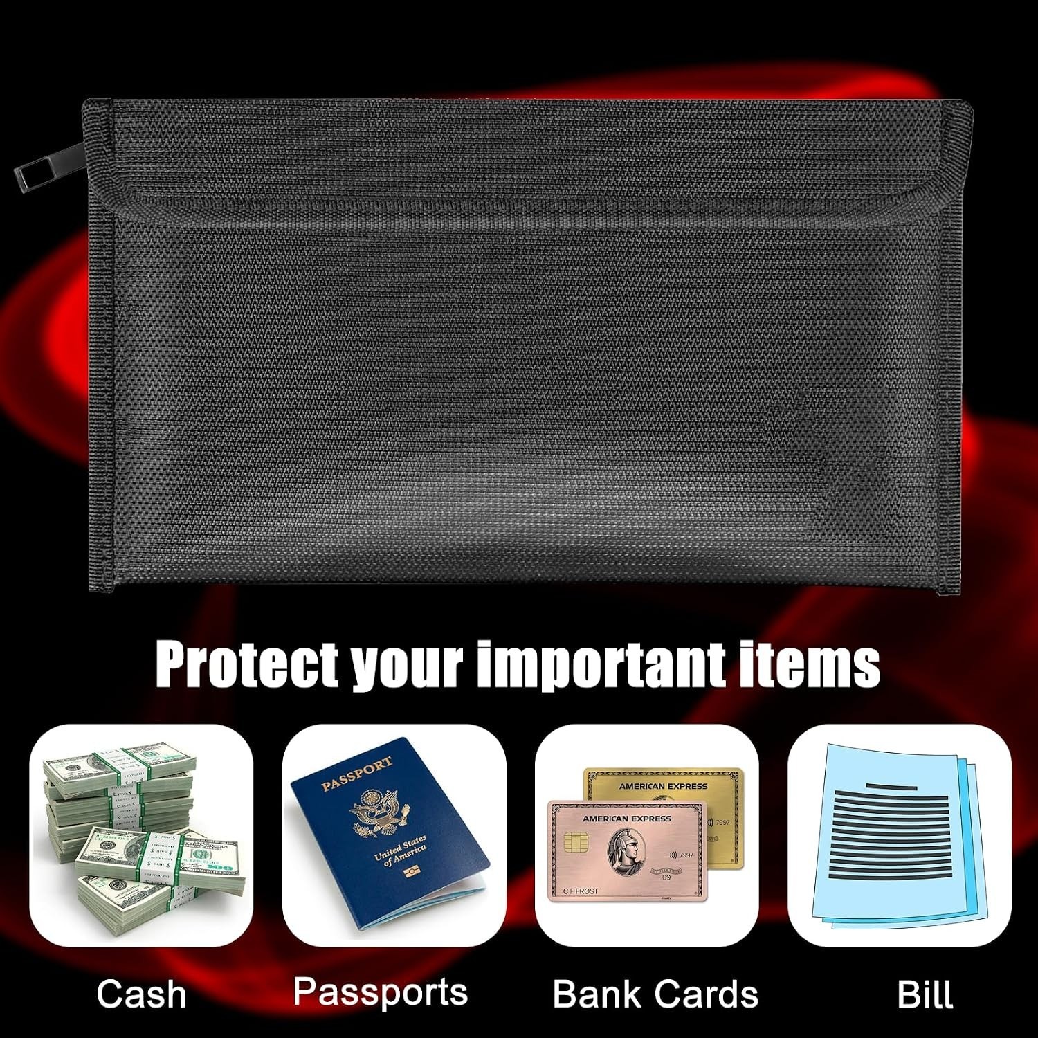 Ultimate Fireproof Document Bag: Durable Protection Up to 2000°F, 2 Pockets