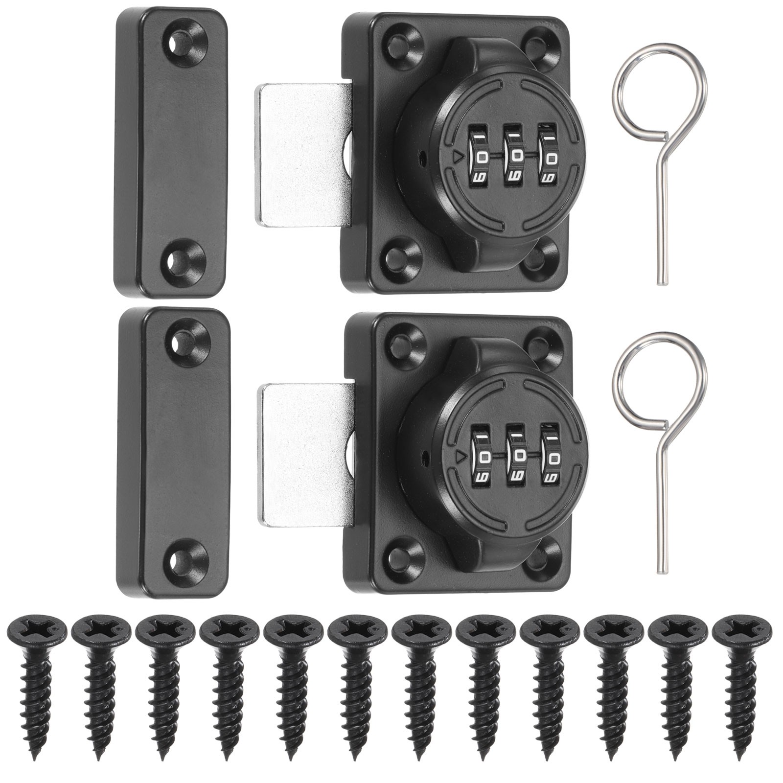 2 Pcs Combination Cabinet Latch Keyless Password Lock Black