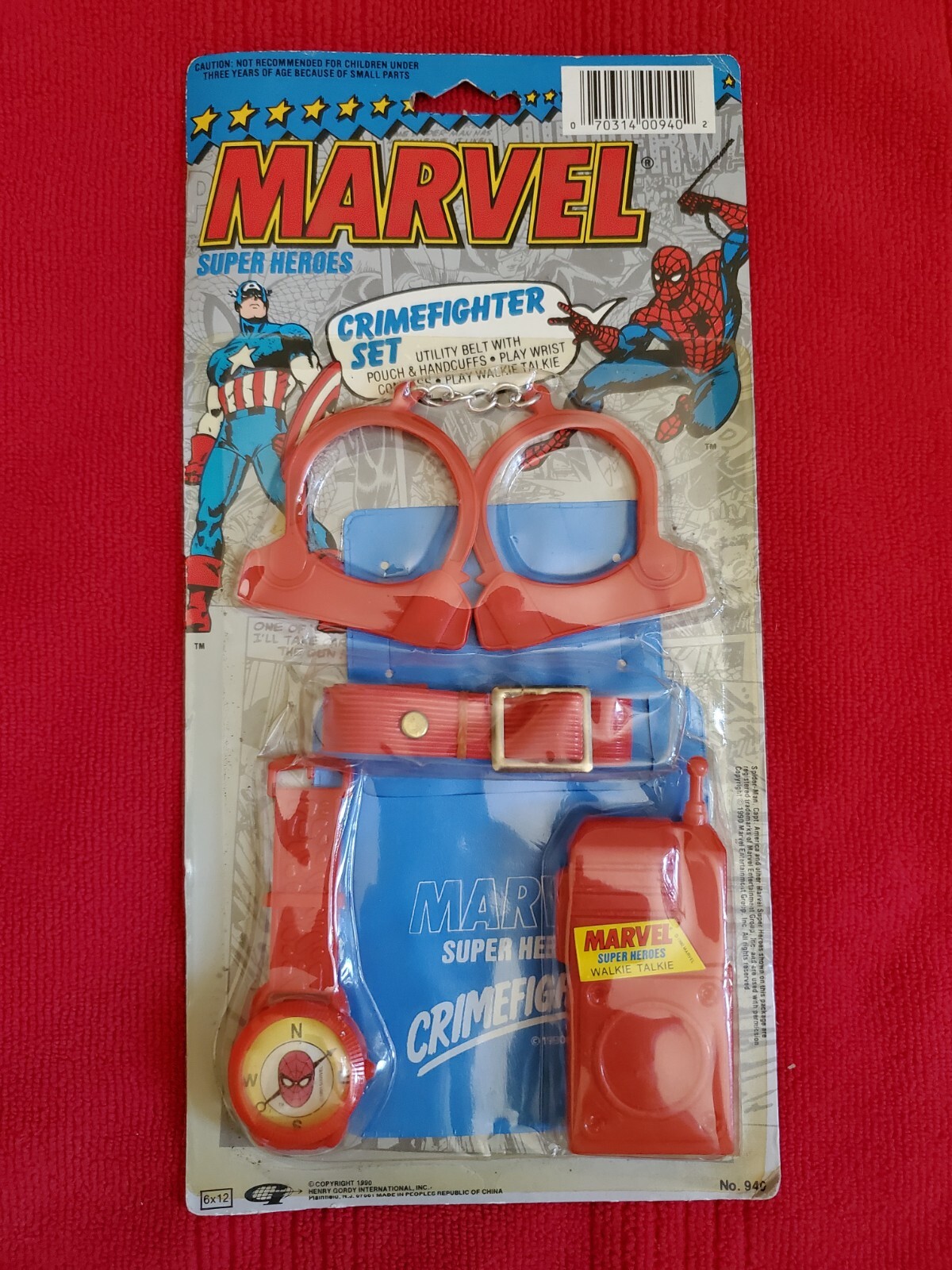 Marvel Super Heroes  Crimefighter Set 1990 NIP Gordy Toy Spiderman Capt. America