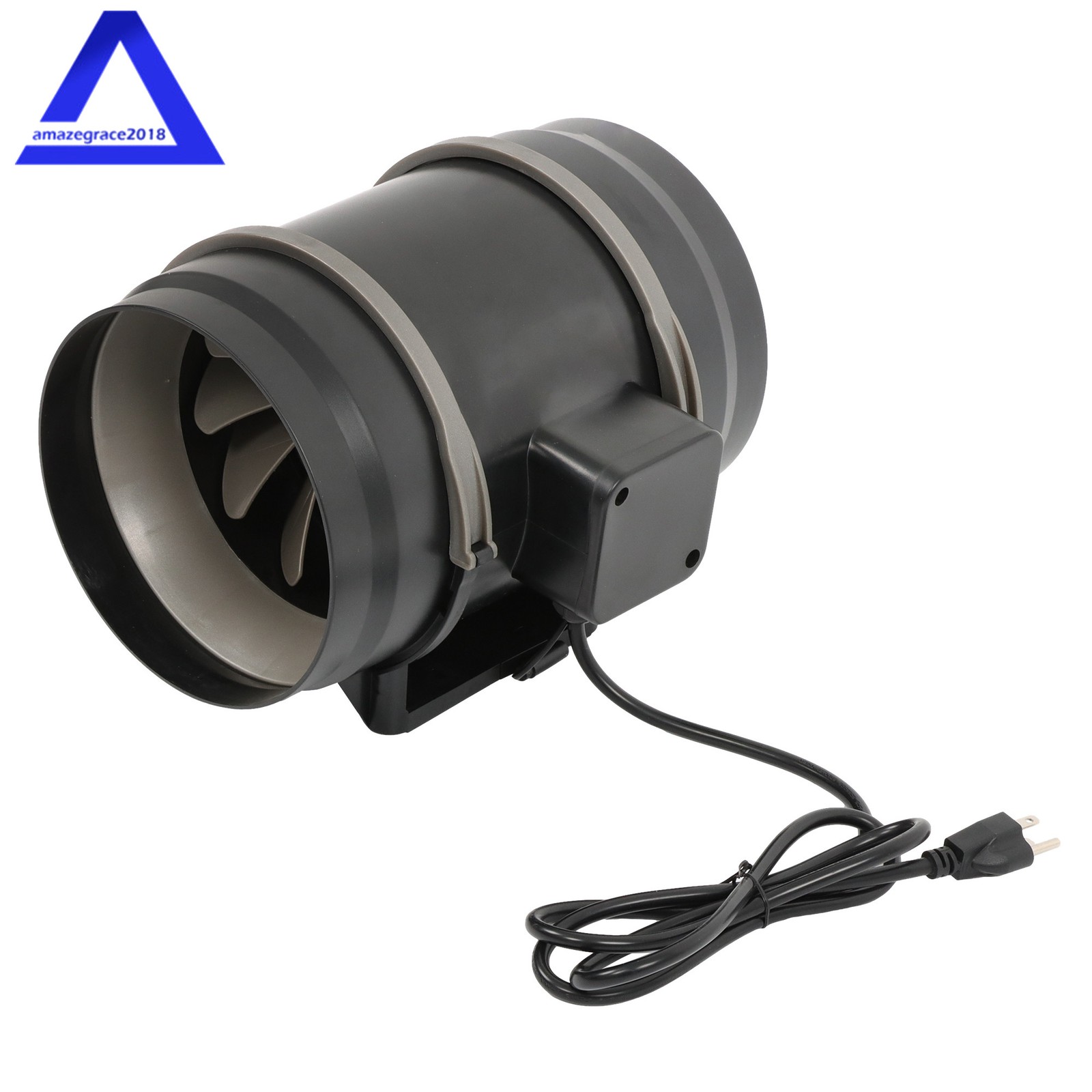 8 Inch Inline Duct Fan HVAC Exhaust Blower Kit EC Variable Speed Control Black