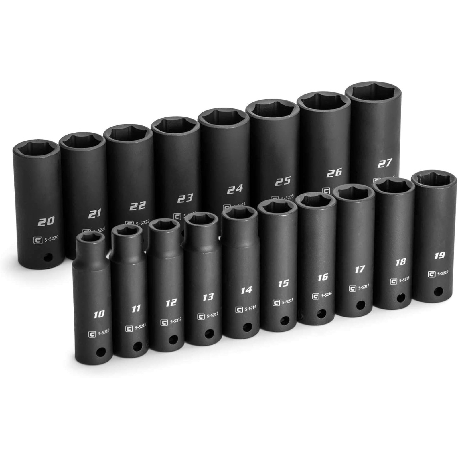 Capri Tools 1/2 in. Drive Deep Impact Socket Set, 10 to 27 mm, 18-Piece