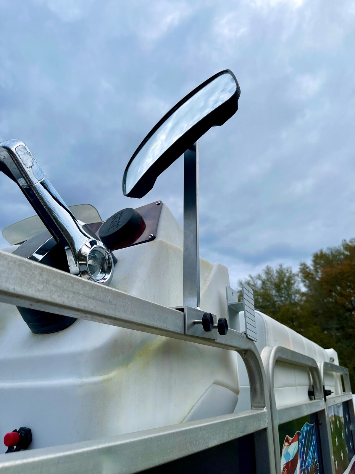 Pontoon Boat Solutions, Pontoon Boat 15" Rail Mount Rearview Mirror