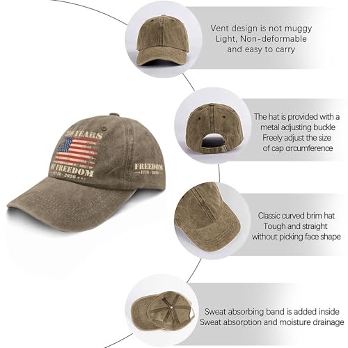 America 250 Years Anniversary Hat 1776-2026 Patriotic