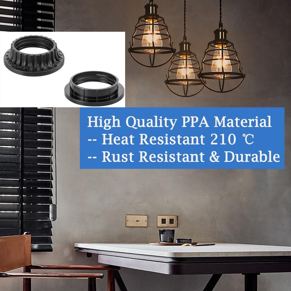 4PCS E26 Light Socket Shade Rings Collar Rings, 2 Assorted Size Lamp Shade Ri...