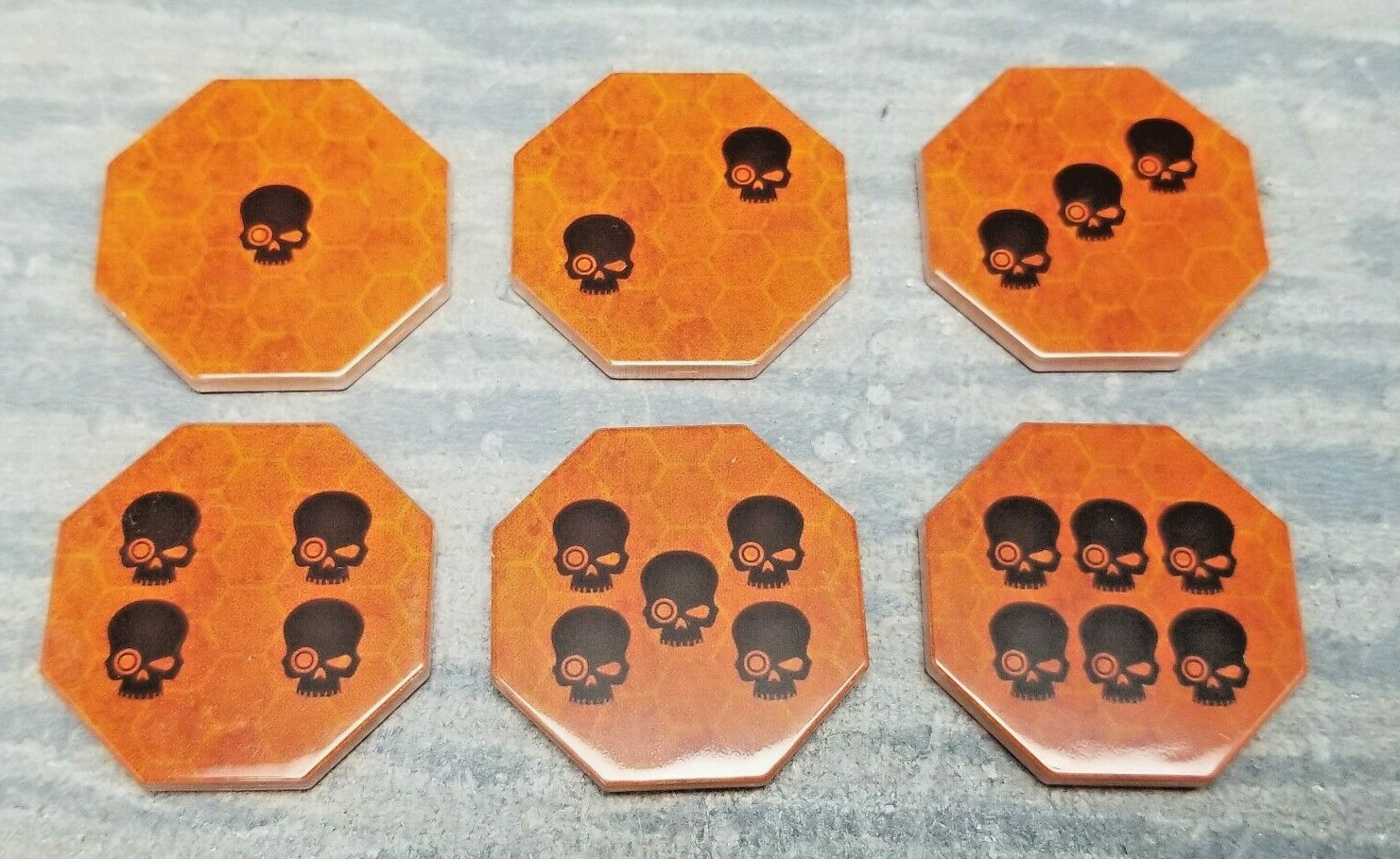 Warhammer Kill Team Organized Play Black and Orange Acrylic Counter Tokens (1-6)