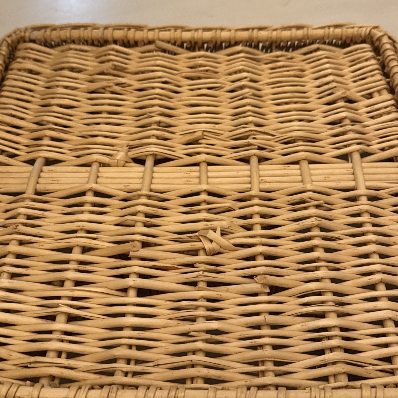 Wicker Serving Tray/Basket 15” Square Ratan 4 Compartments W/ Center