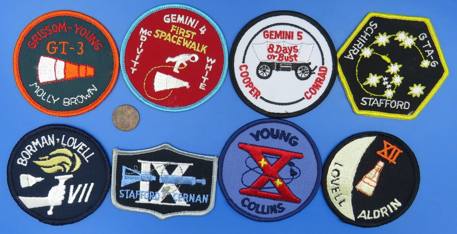 GEMINI PATCH lot of 8 vtg NASA Schirra Stafford Young Collins Lovell FREE SHIP