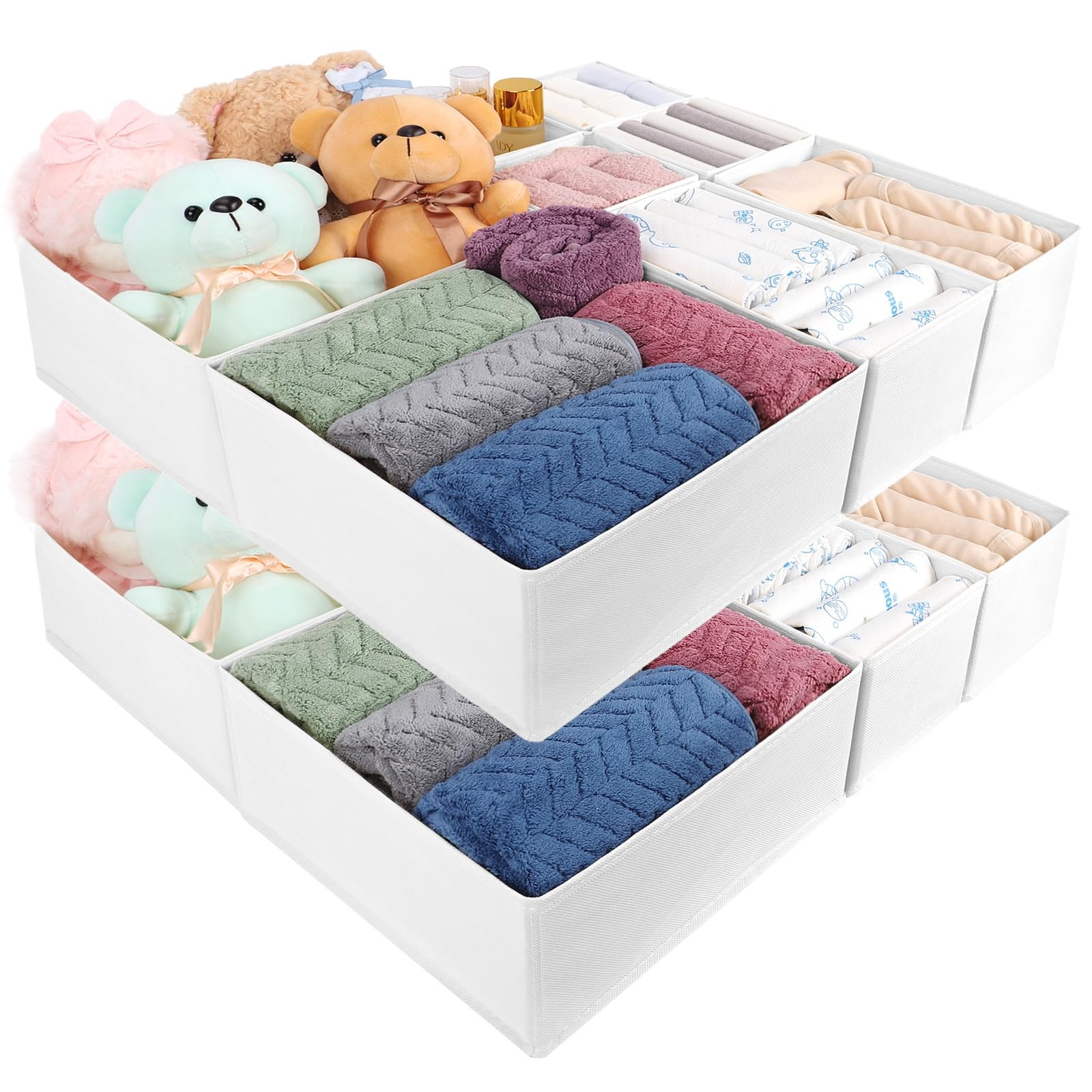Drawer Organizer Clothes, 16 Pack Dresser Organizer Bins, Foldable Closet Org...