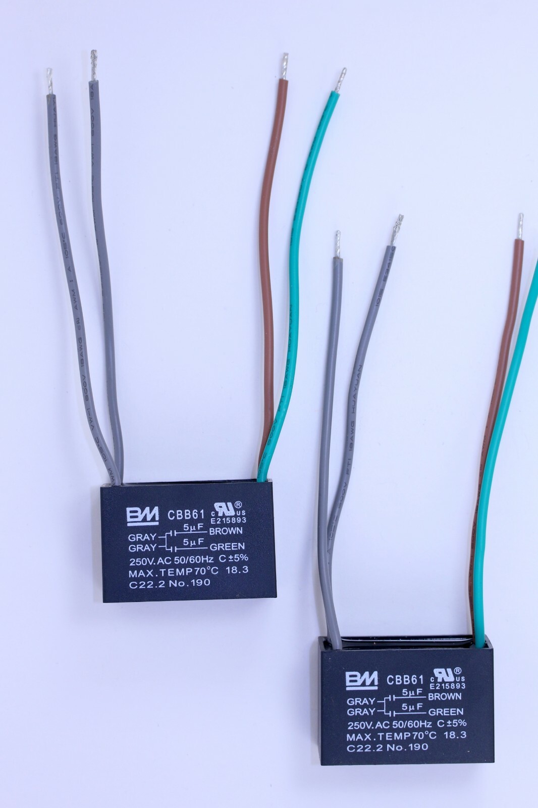 2Pack BM Fan Capacitor CBB61 5uf+5uf 4Wire Our lowest Price with 1 year warranty