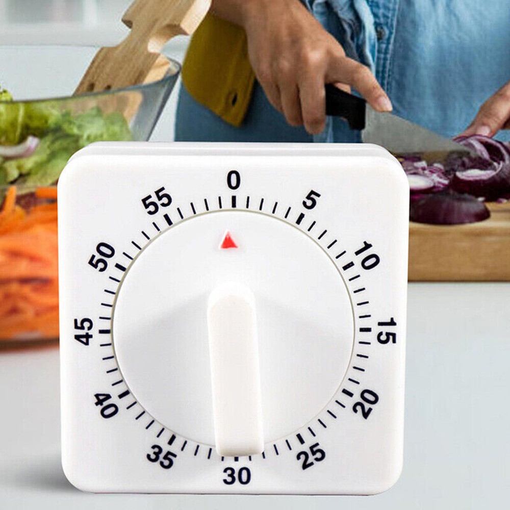 Plastic 60 Minutes Timing Range Square Mechanical Timer Kitchen Cooking Tool