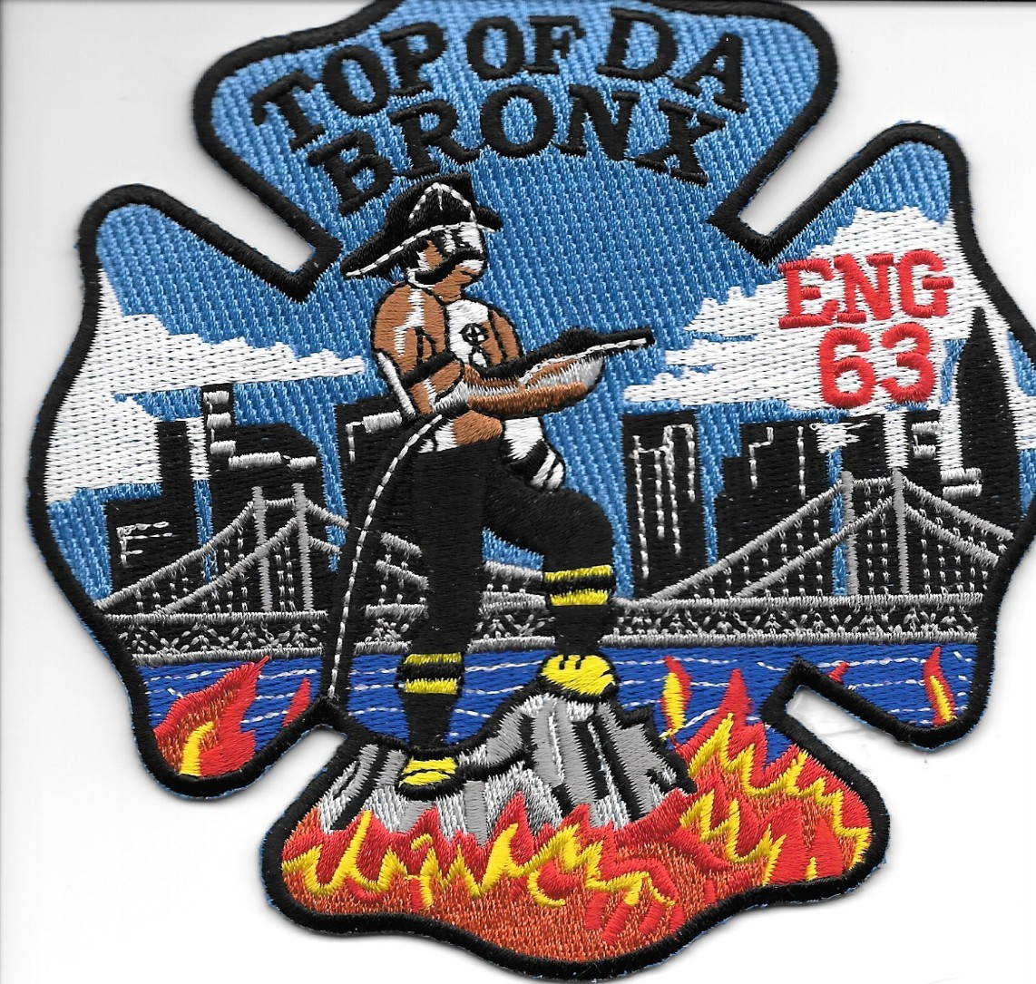 New York City Engine - 63 "TOP of DA BRONX" (5" x 5" size) fire patch
