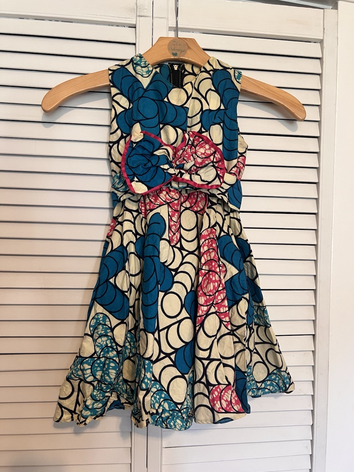 NIGERIAN AFRICAN Kid Girls Dress Size 6 Handmade Aline Sleeveless Knee Length