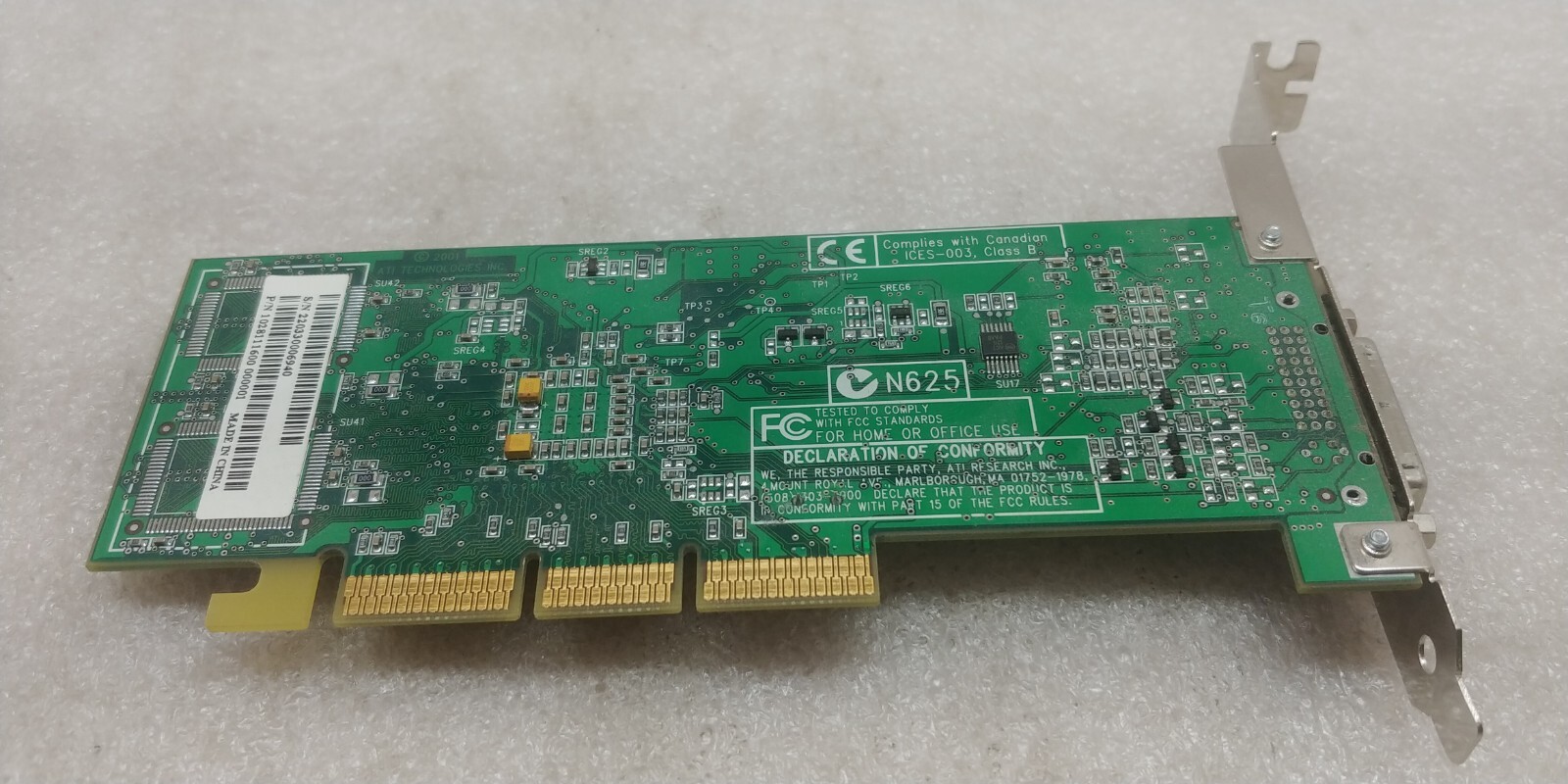 ATI N625 (PN 109-81100-02) AGP Video Graphics Card GREAT CONDITION FREE SHIPPING