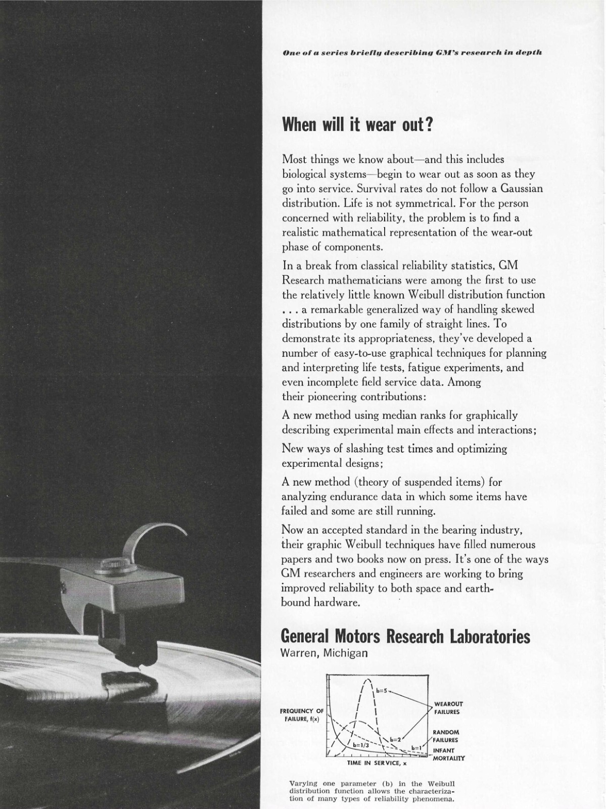 1964 GM Research Labs Print Ad ~ Weibull Distribution Function - Vintage Tech