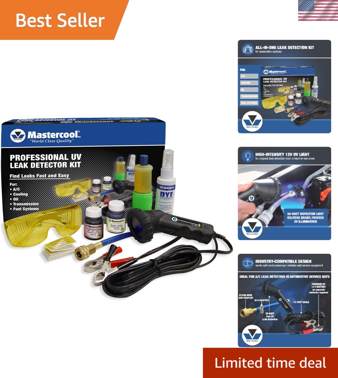 53351 Professional UV Leak Detection Kit – 12V High-Intensity Light – Detects...