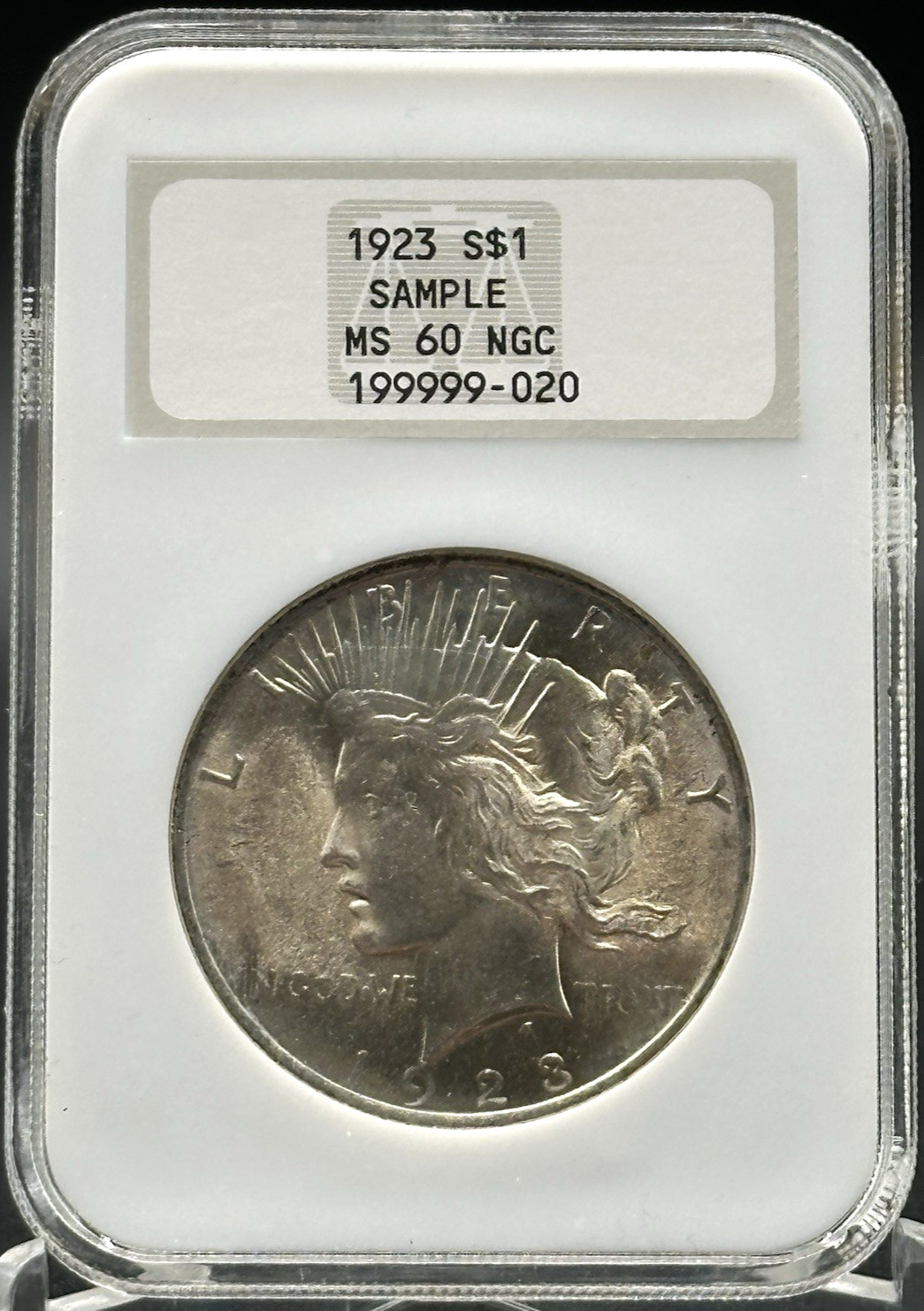 NGC MS 60 1923 Peace Dollar Sample Slab *SC
