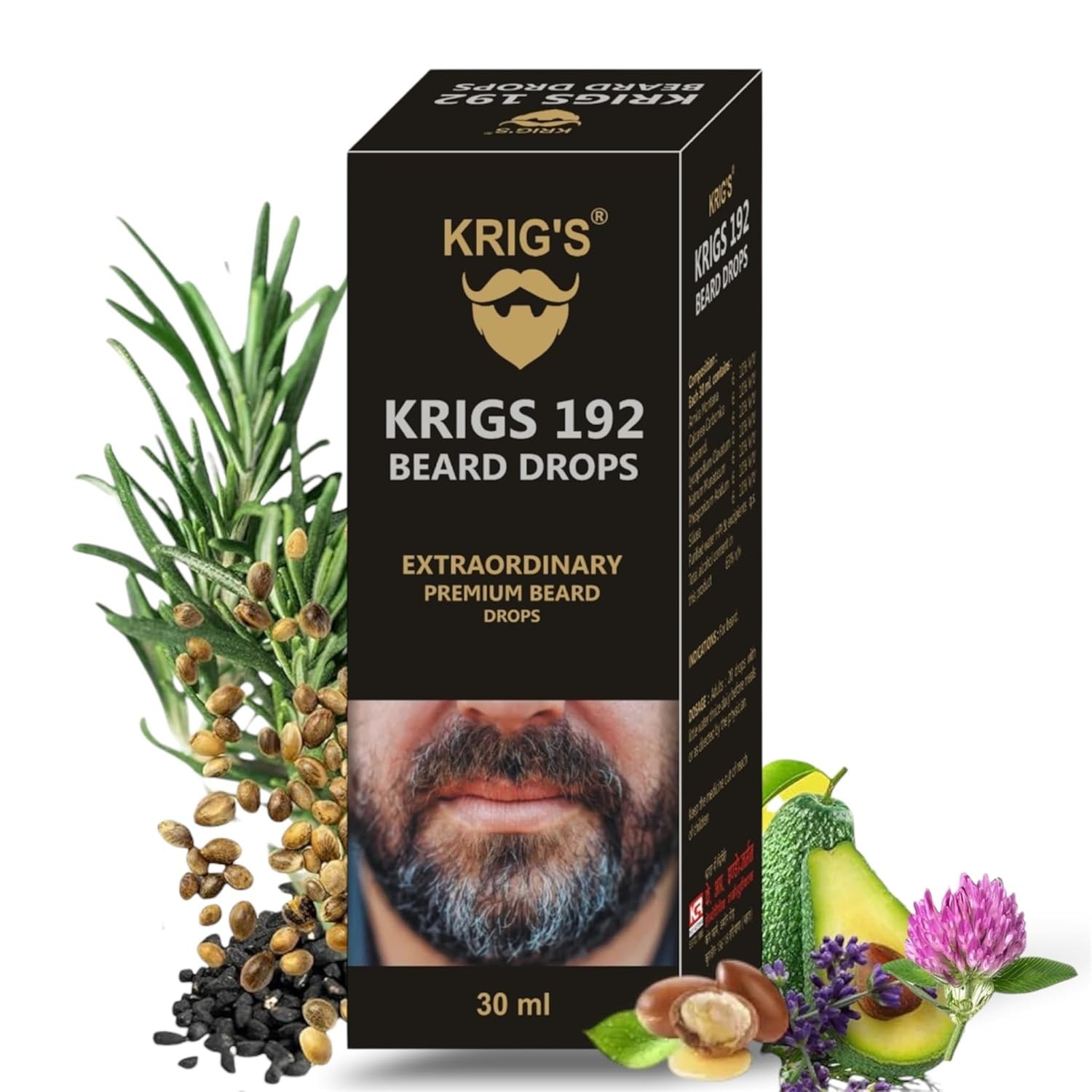 KRIG'S 192 Beard Drops Homeopathic - Extraordinary Premium Drops 30ml
