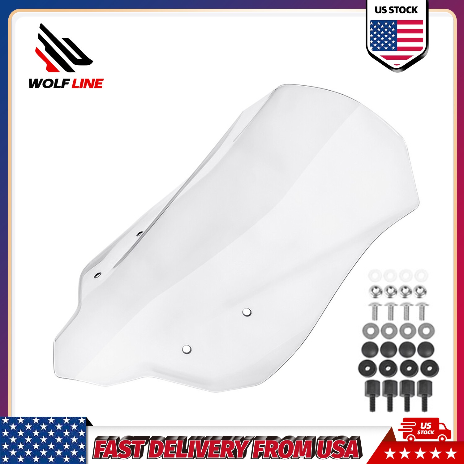 WOLFLINE Windshield for Honda CB500X 2013-2022 Deflector Windscreen Clear