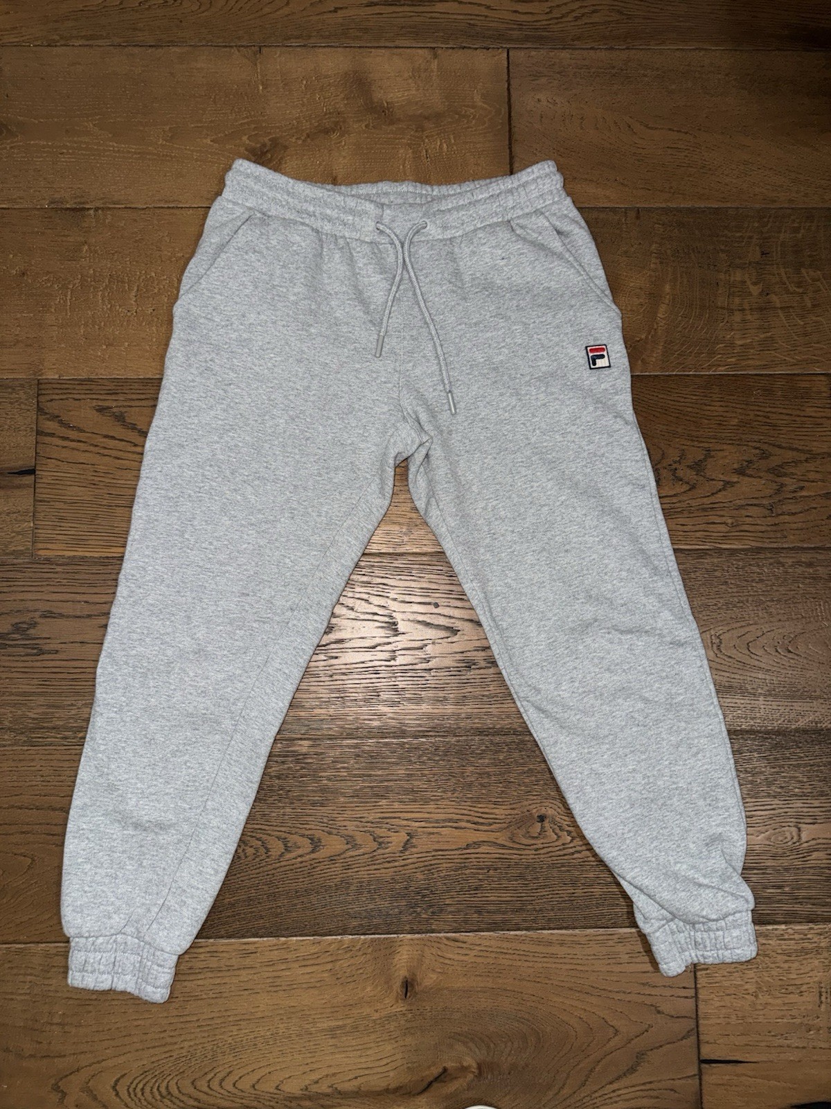 FILA Men's Gray Jogger Sweatpants Fleece Pants Elastic Waist Pockets Size S