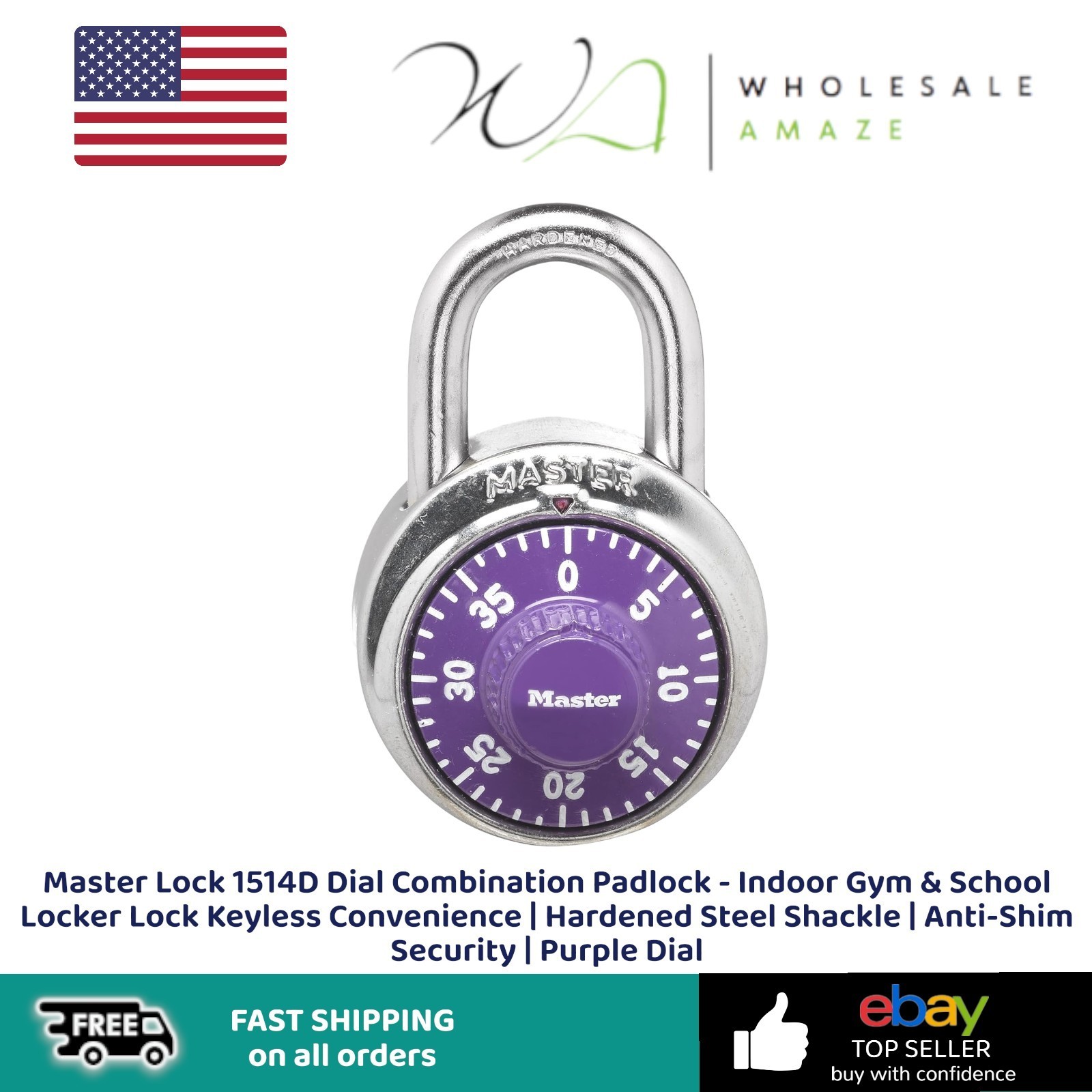 Master Lock 1514D Dial Combination Padlock - Indoor Gym & School Locker Lock Key