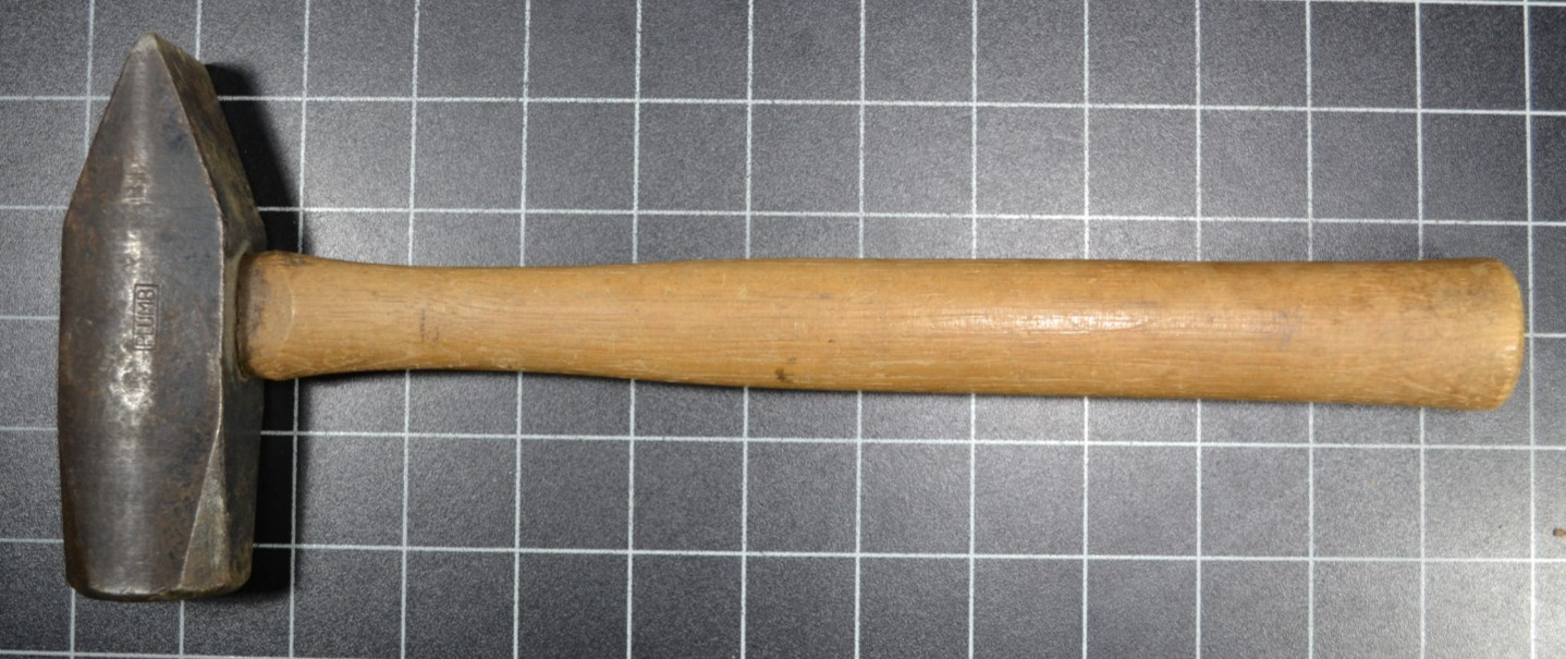 PLUMB - USGS - TINNERS' RIVETING HAMMER - 3# - ALL ORIGINAL WITH BRANDED HANDLE