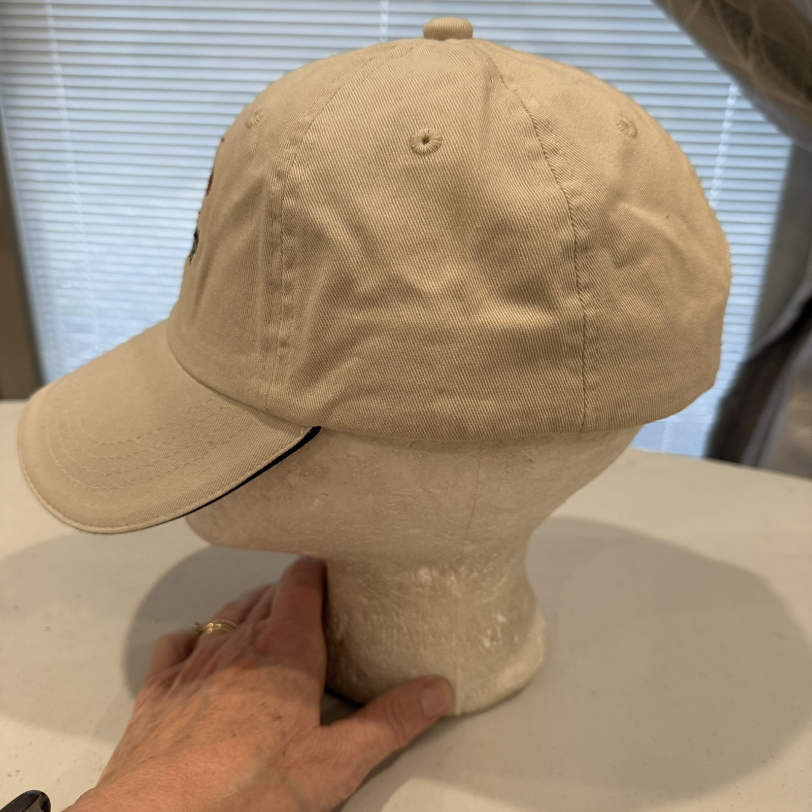 Bear Creek Ballistics in Red on Bone Colored Hat Cap Hook Loop Cotton EUC