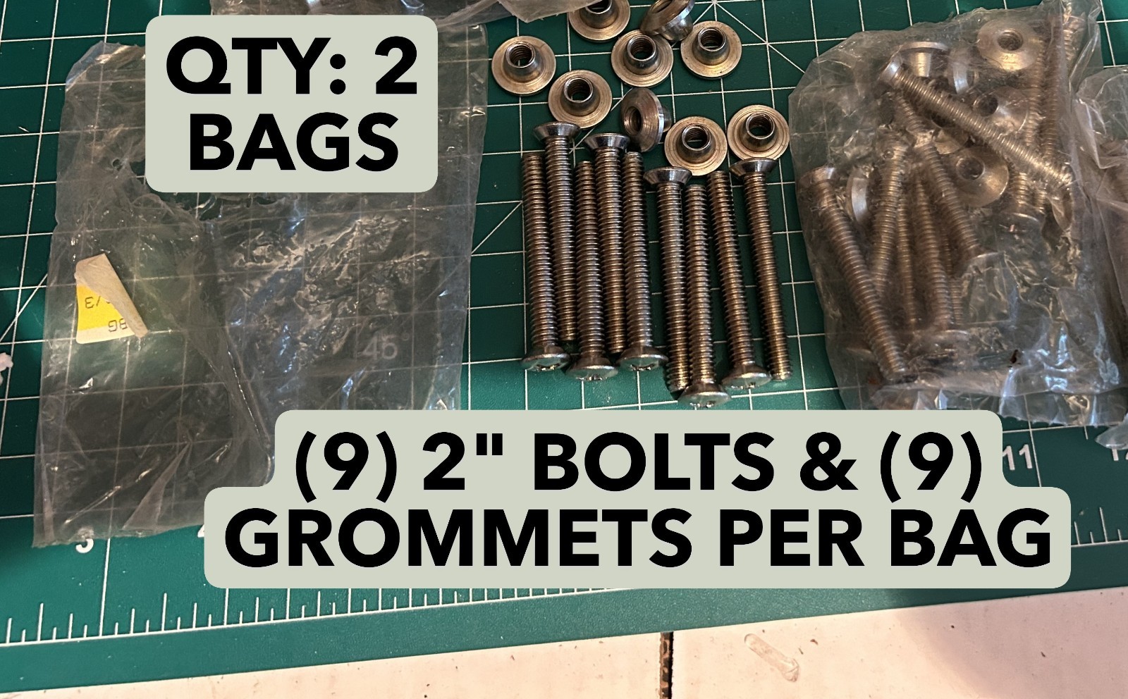 2-PACK lot 9/CT (18 Bolts & Grommets ) Norton DOOR Closer 1/4" x 2" THRU