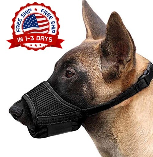 Bozal Para Perros De Nylon Para Perros Evite Morder, Ladrar y Bucle Ajustable: L