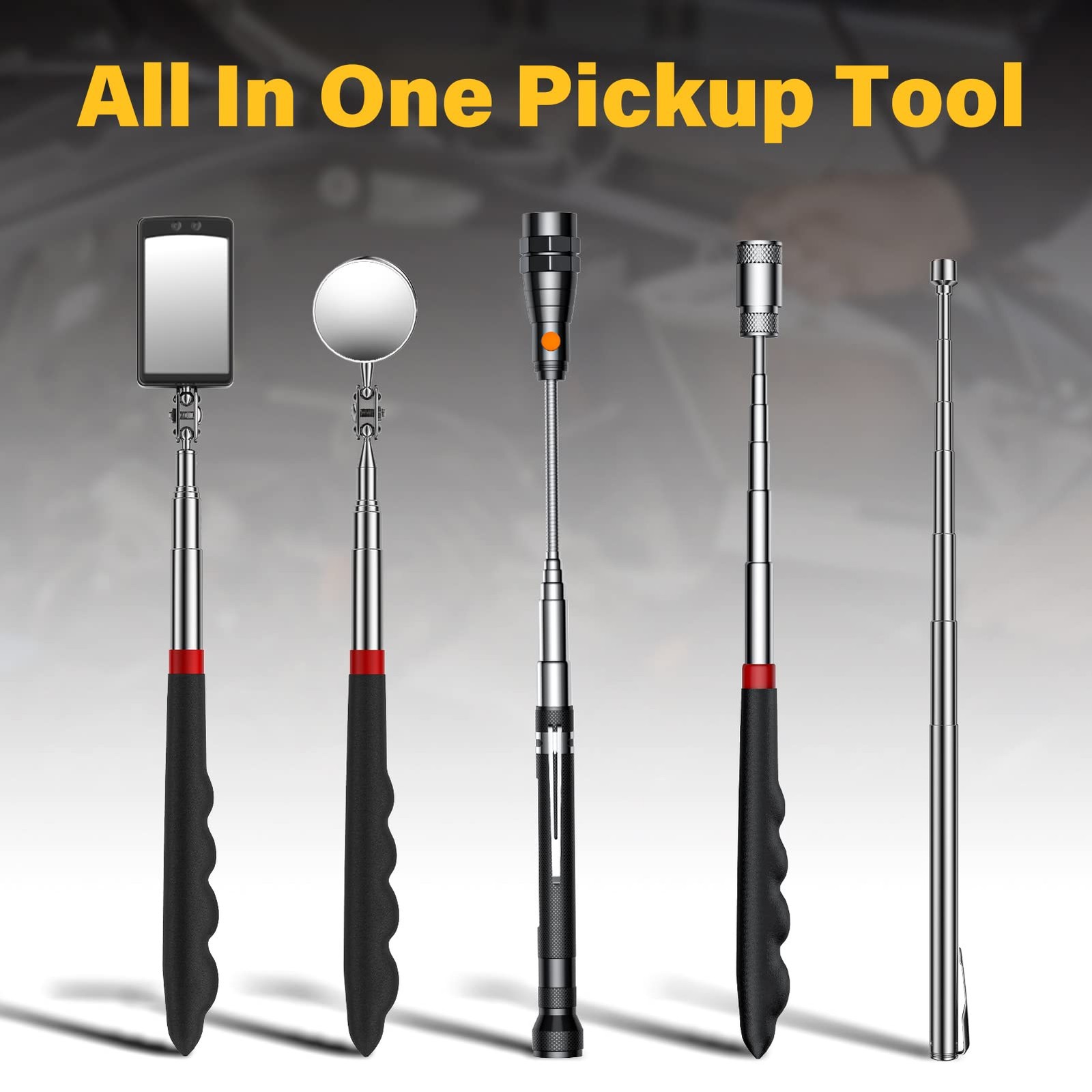 Dream Master Magnetic Pickup Tool Set LED Flashlight Mirror Telescoping 5Pc