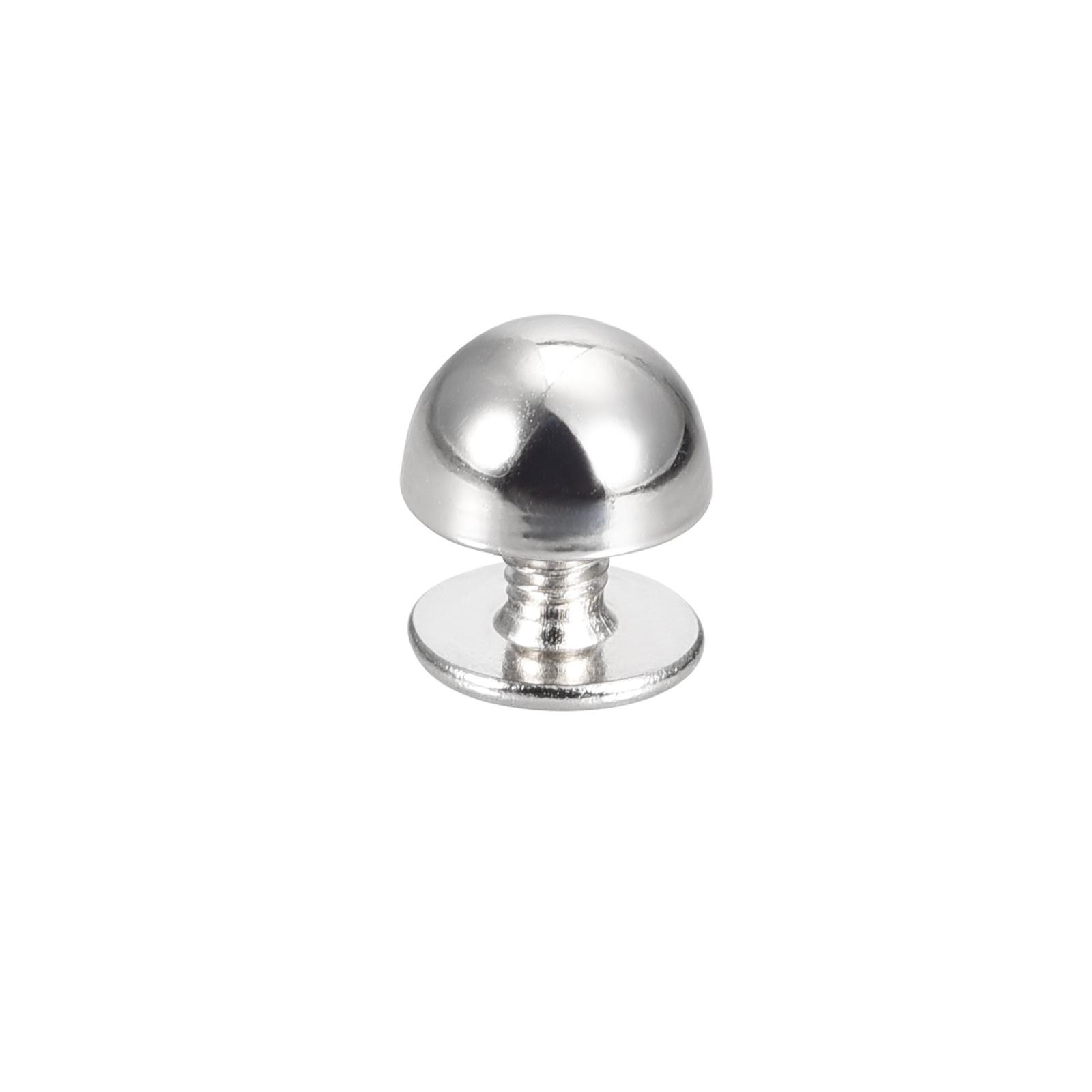 10 Sets 8x5mm Screw Back Rivets Solid Round Head Leather Studs Silver Tone