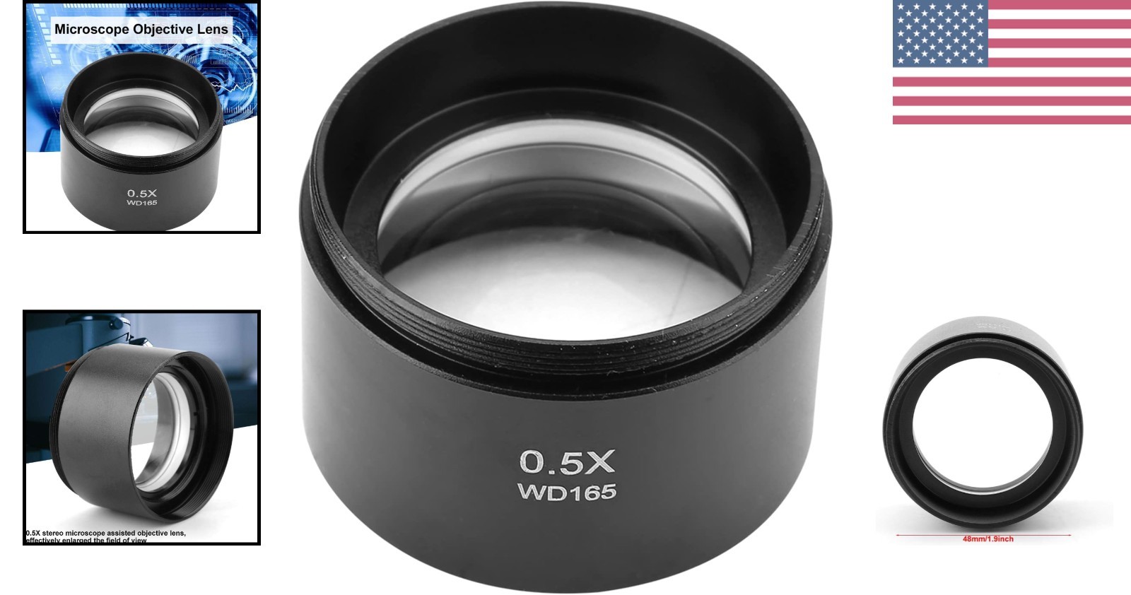 Long Working Distance 0.5X Microscope Lens - 1-7/8” Mounting Thread Included