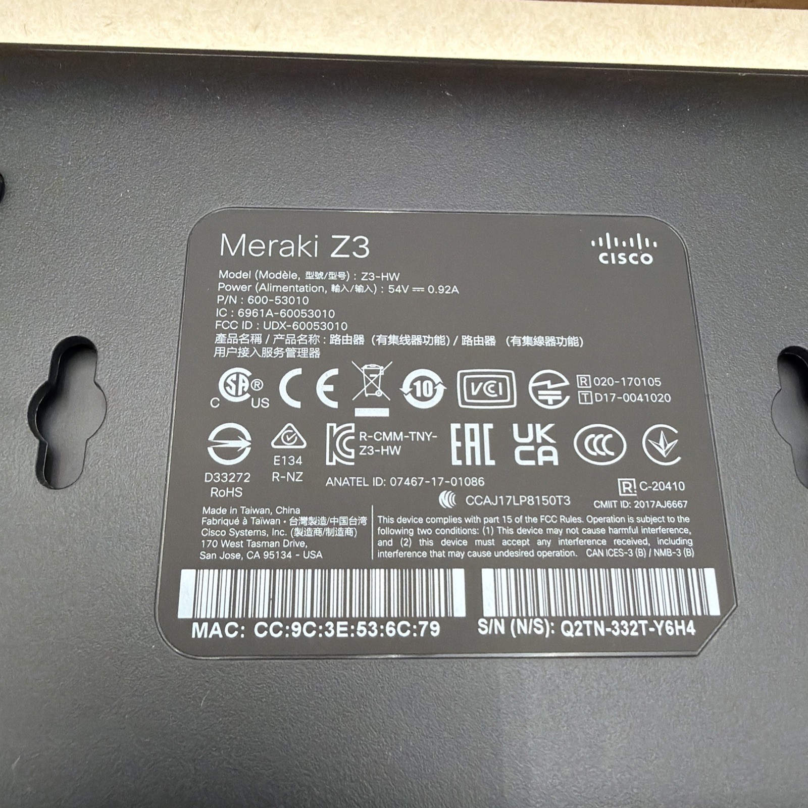 Cisco Meraki Z3-HW Cloud Managed Teleworker Gateway Firewall VPN | Unclaimed
