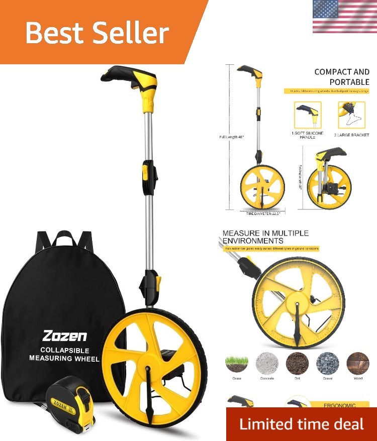 Portable 12-Inch Measuring Wheel: Accurate Distance Measurement Up to 9,999 Ft