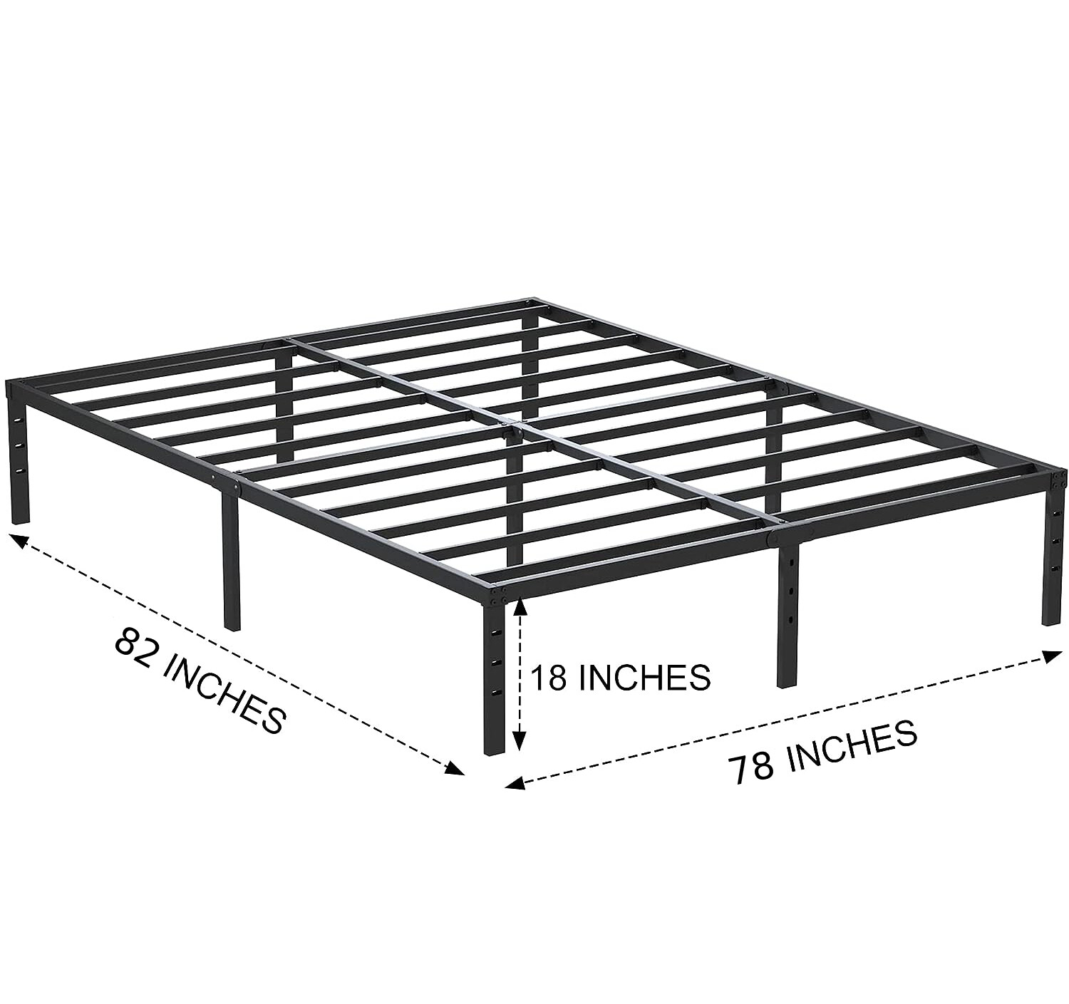 18 Inch Tall King Size Bed Frame Underbed Storage, Easy Assembly Heavy Duty