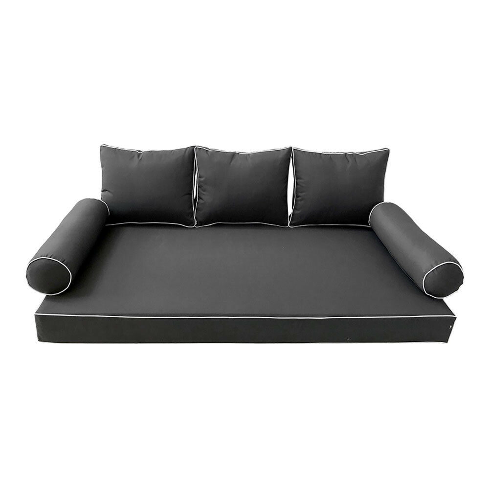 *COVER ONLY*-S3 Daybed Mattress Bolster Pillow Covers Contrast Trim Twin AD003