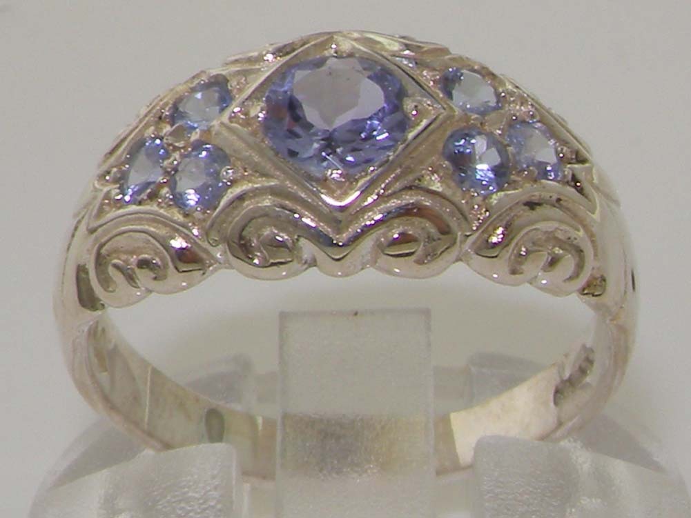 High Quality 925 Solid Sterling Silver Genuine Natural Tanzanite Band Ring