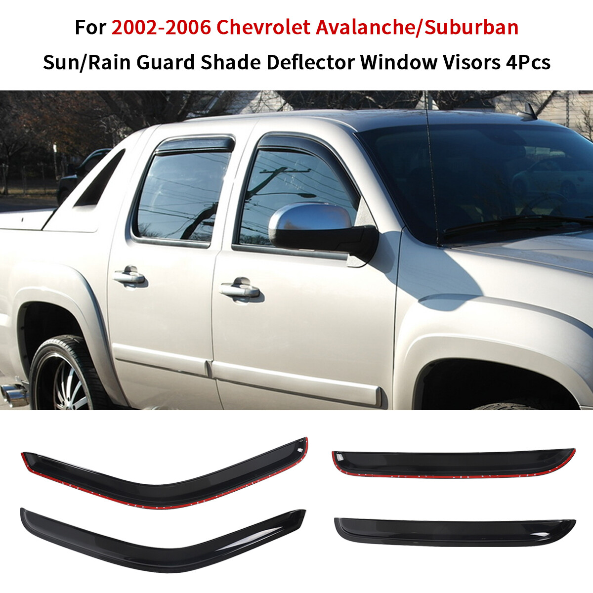 For 02-06 Chevy Avalanche/Suburban Sun/Rain Guard Shade Deflector Window Visors