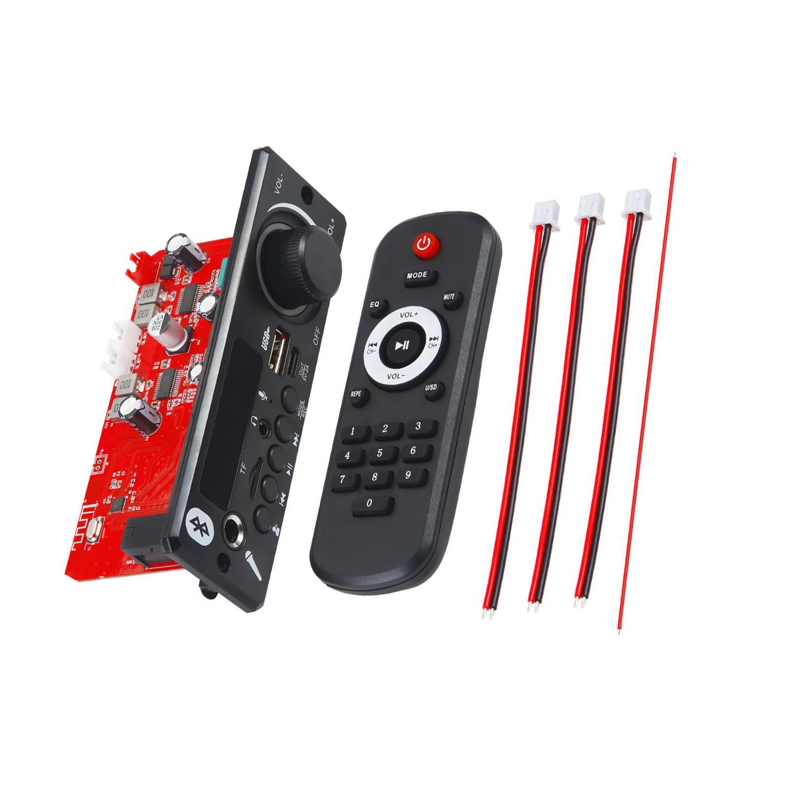 160W Amplifier Bluetooth 5.0 DC12V MP3 Decoder Board FM Audio Microphone Player