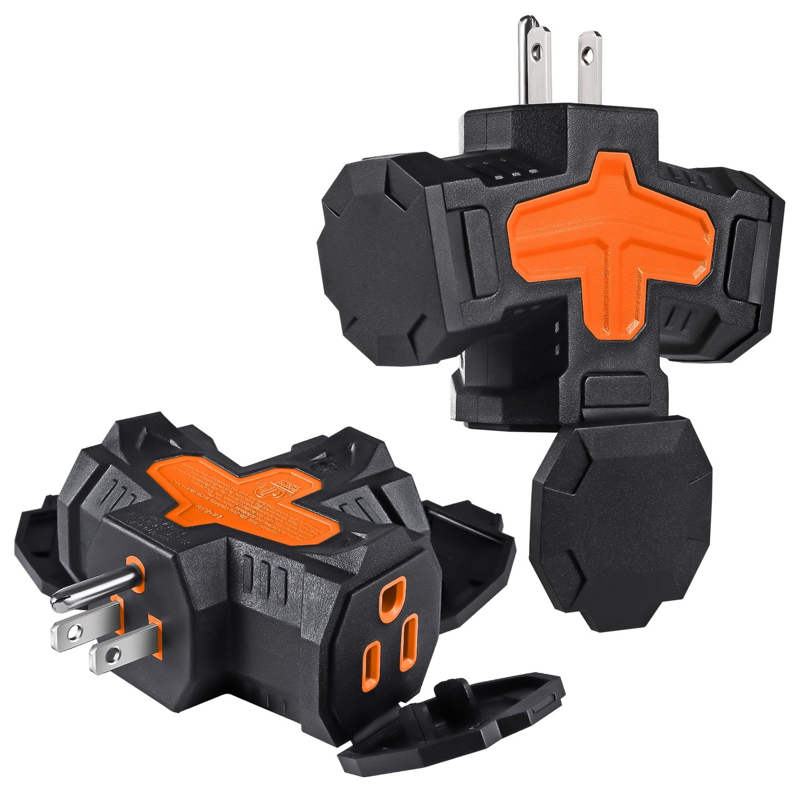 3 Outlet Indoor Outdoor Wall Adapter, ETL Listed 3-Prong Grounded Outlet Spli...