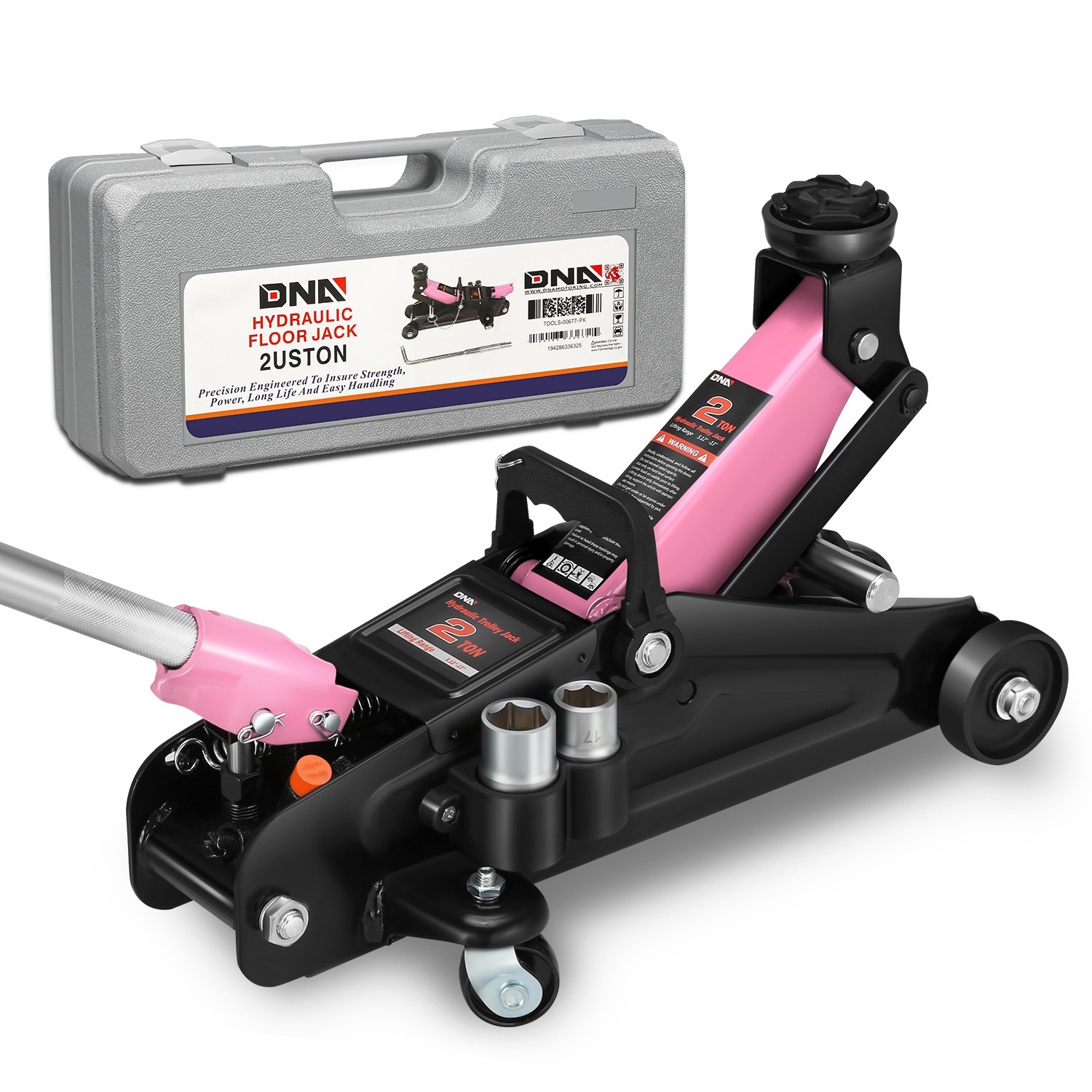 5.1-13in 4000lbs Capacity Hydraulic Lift Pink Black Floor Jack Swivel Casters