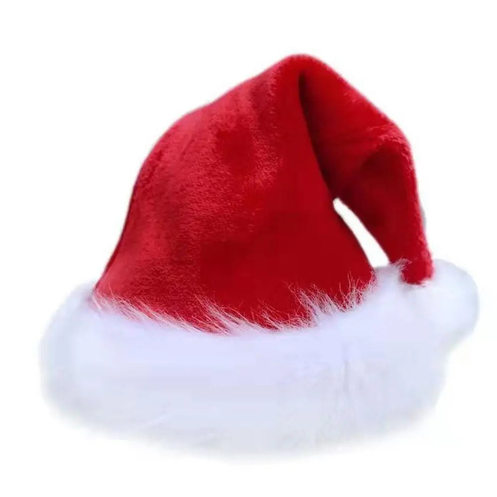 Classic Plush Velvet Santa Hat Birthday Party Gifts Unisex Christmas Costume